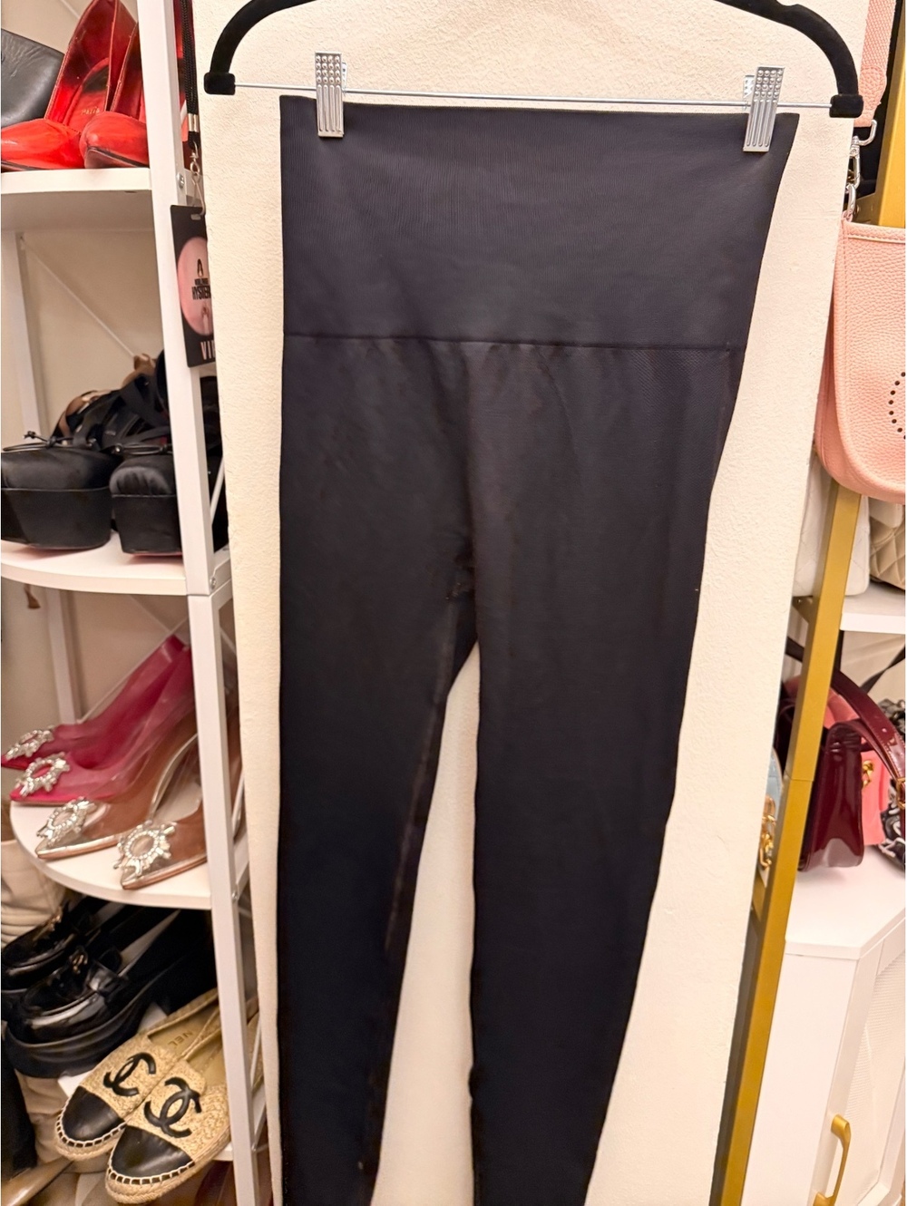 High Waist Black Leggings with Wide Waistband